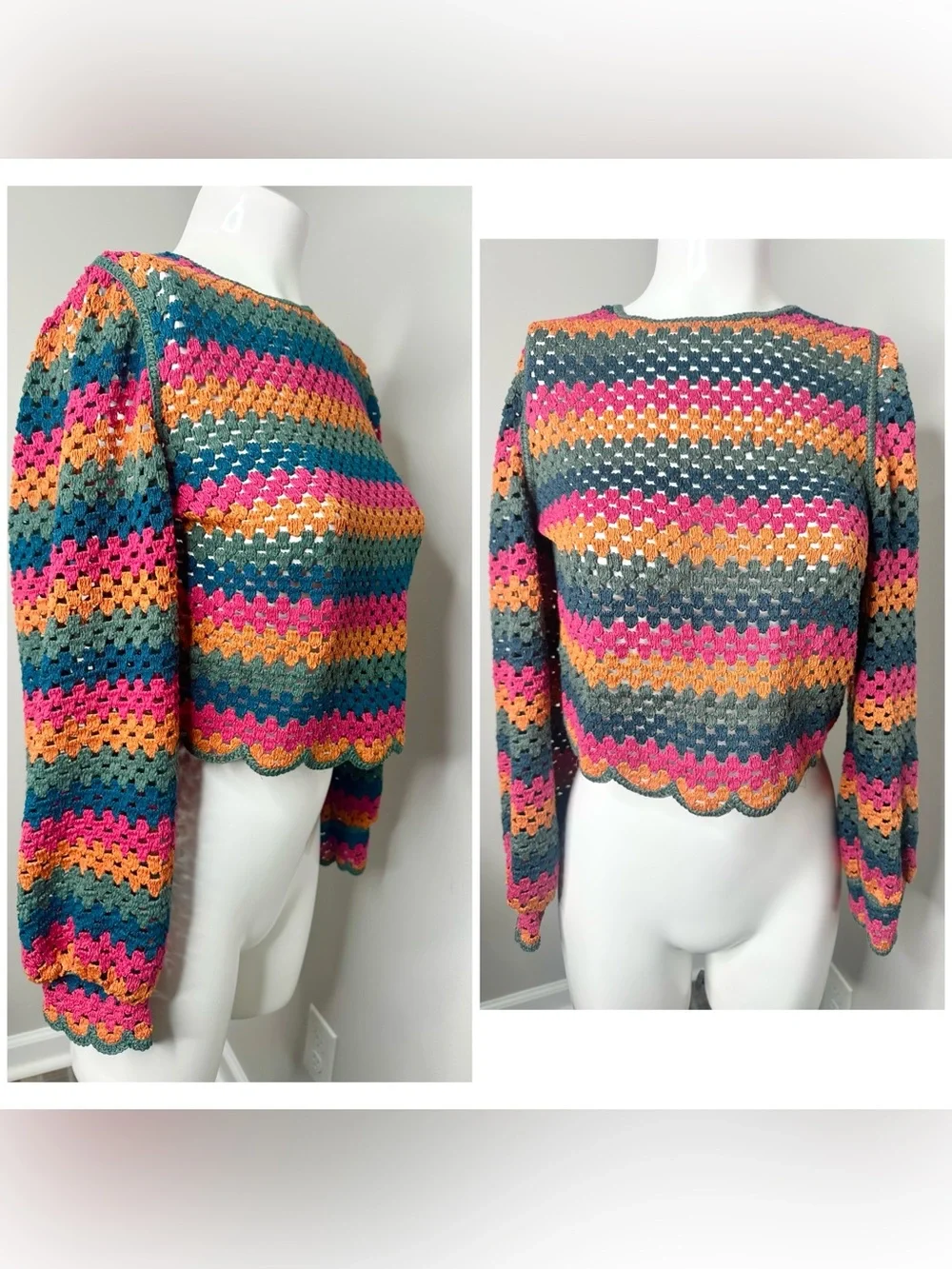 ZARA OPEN BACK CROCHET TOP- L -PRELOVED